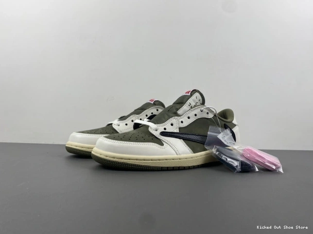 Kicked Out Shoe Store OG MEDIUM OLIVE JORDAN LOW 1 DM7866-200 SCOTT AIR TRAVIS X 0725